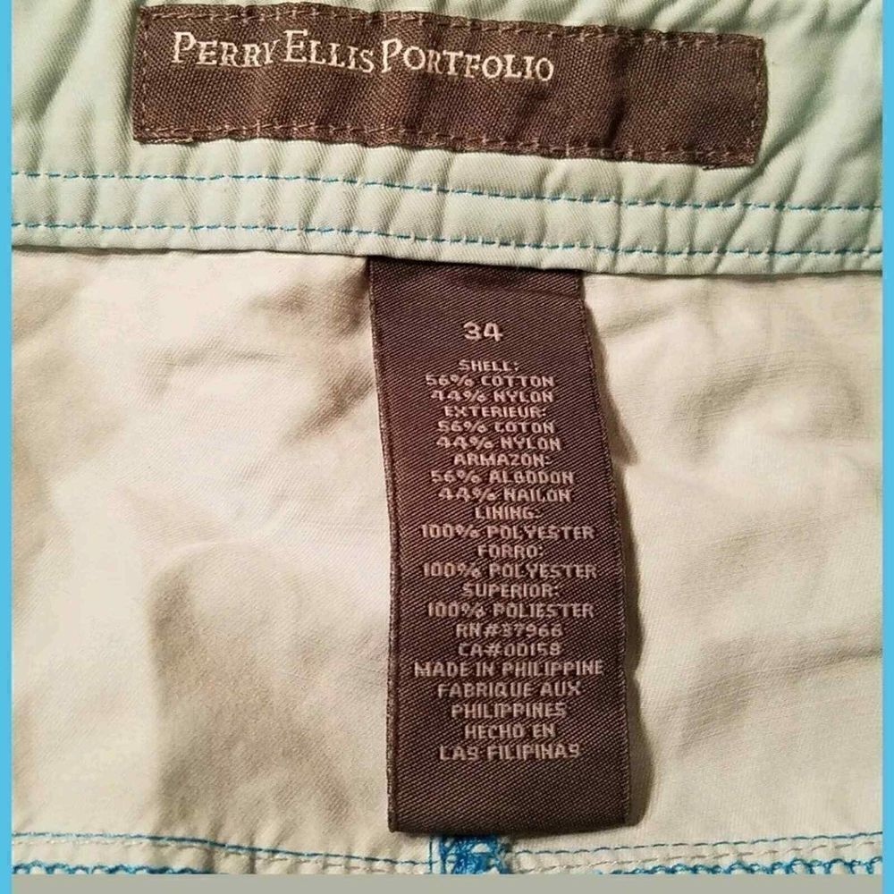 Perry Ellis Portfolio Swim Trunks size 34 Blue Color Block - Picture 3 of 6